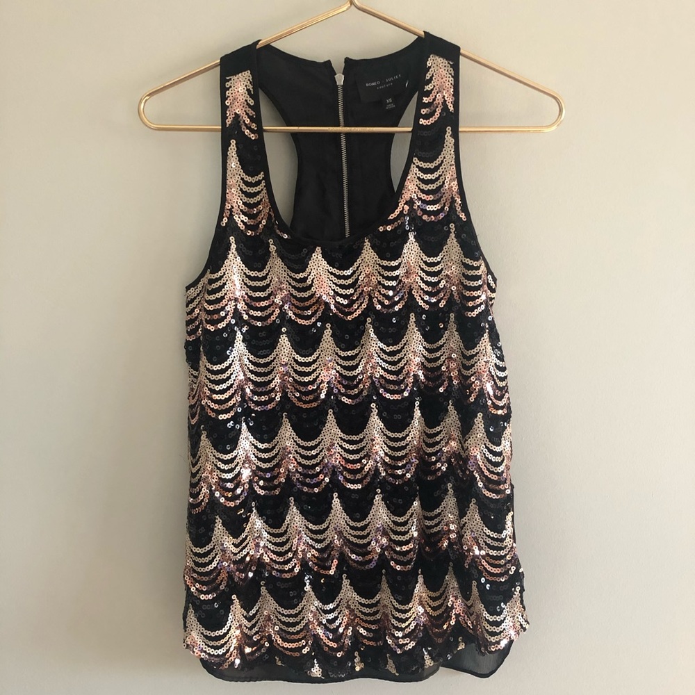 Romeo & Juliet couture ombré sequin top